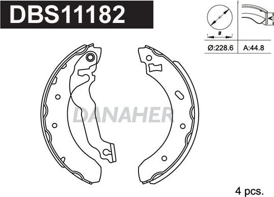 Danaher DBS11182 - Комплект гальм, барабанний механізм avtolavka.club