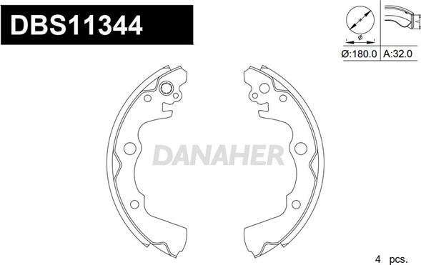 Danaher DBS11344 - Комплект гальм, барабанний механізм avtolavka.club