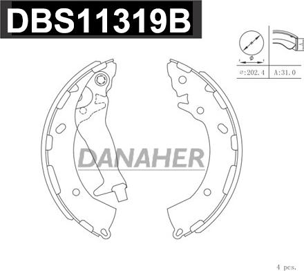 Danaher DBS11319B - Комплект гальм, барабанний механізм avtolavka.club