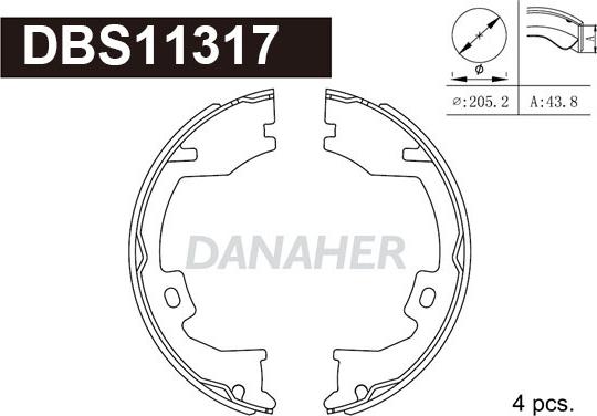 Danaher DBS11317 - Комплект гальм, ручник, парковка avtolavka.club