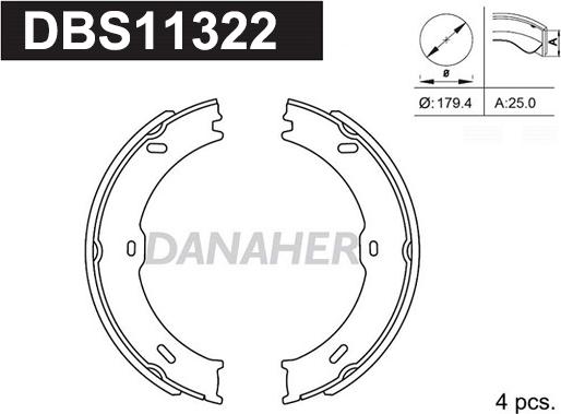 Danaher DBS11322 - Комплект гальм, ручник, парковка avtolavka.club