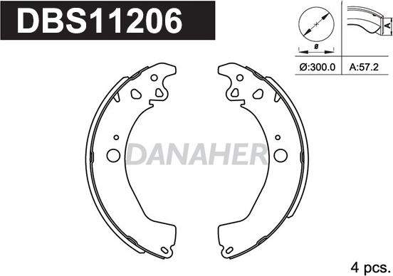 Danaher DBS11206 - Комплект гальм, барабанний механізм avtolavka.club