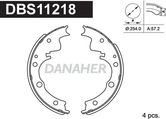 Danaher DBS11218 - Комплект гальм, барабанний механізм avtolavka.club