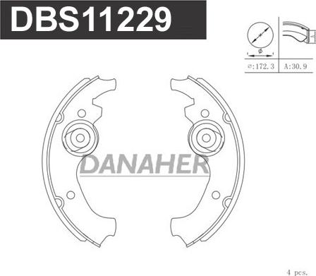 Danaher DBS11229 - Комплект гальм, барабанний механізм avtolavka.club