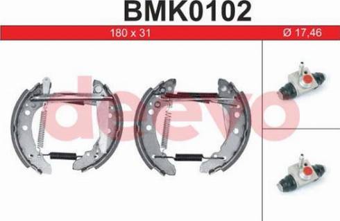 DEEVO BMK0102 - Комплект гальм, барабанний механізм avtolavka.club