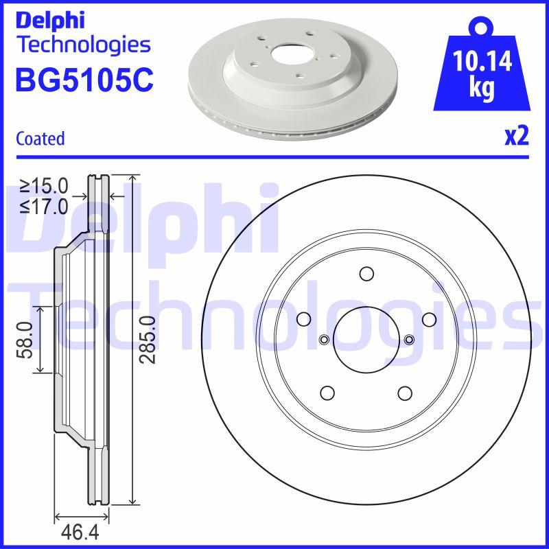 Delphi BG5105C - Гальмівний диск avtolavka.club