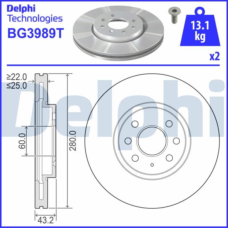 Delphi BG3989T - Гальмівний диск avtolavka.club