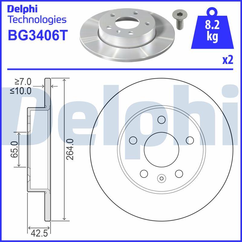 Delphi BG3406T - Гальмівний диск avtolavka.club