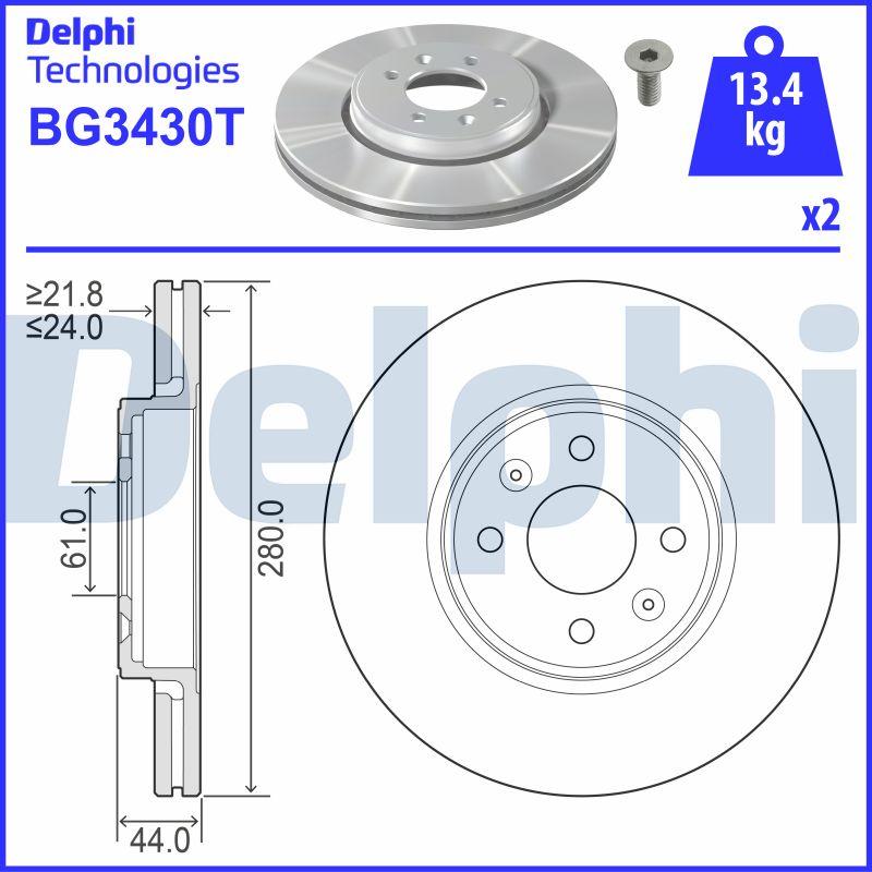 Delphi BG3430T - Гальмівний диск avtolavka.club