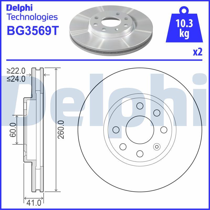 Delphi BG3569T - Гальмівний диск avtolavka.club