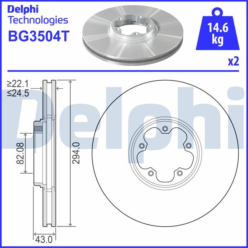 Delphi BG3504T - Гальмівний диск avtolavka.club