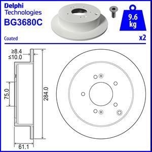 Delphi BG3680C - Гальмівний диск avtolavka.club