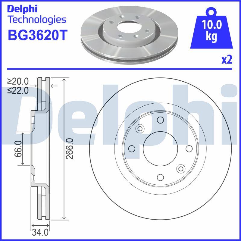 Delphi BG3620T - Гальмівний диск avtolavka.club