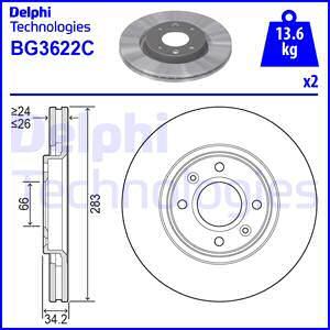 Delphi BG3622 - Гальмівний диск avtolavka.club