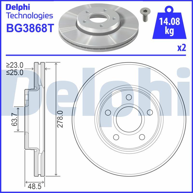 Delphi BG3868T - Гальмівний диск avtolavka.club
