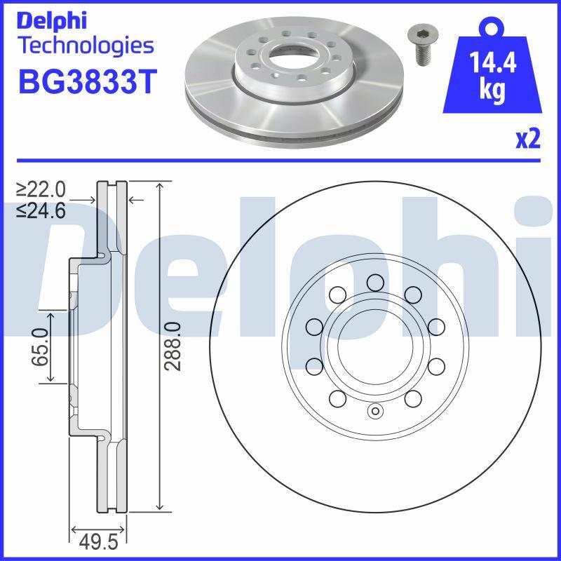 Delphi BG3833T - Гальмівний диск avtolavka.club