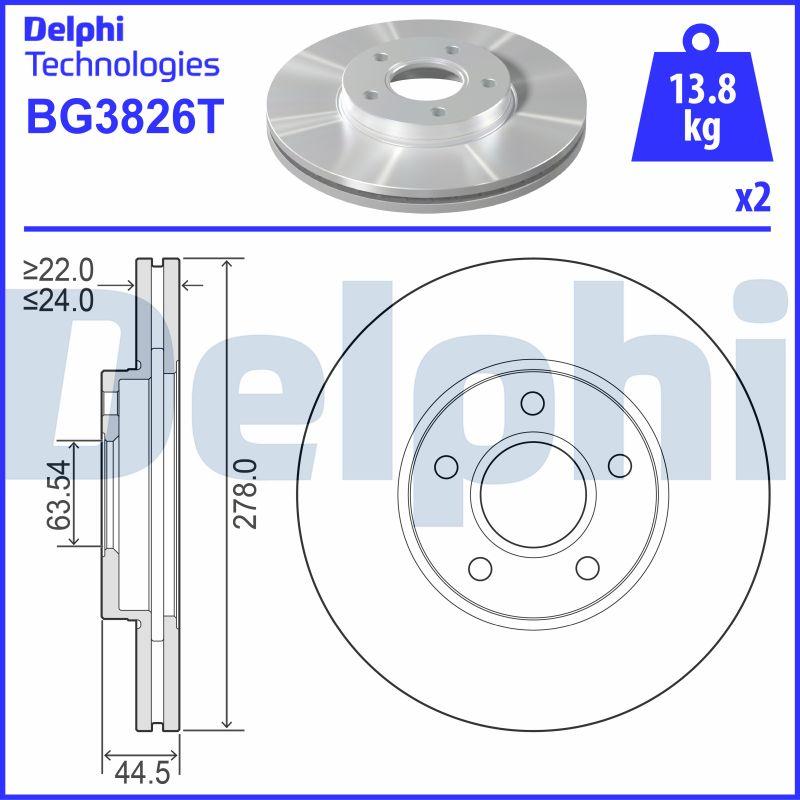 Delphi BG3826T - Гальмівний диск avtolavka.club