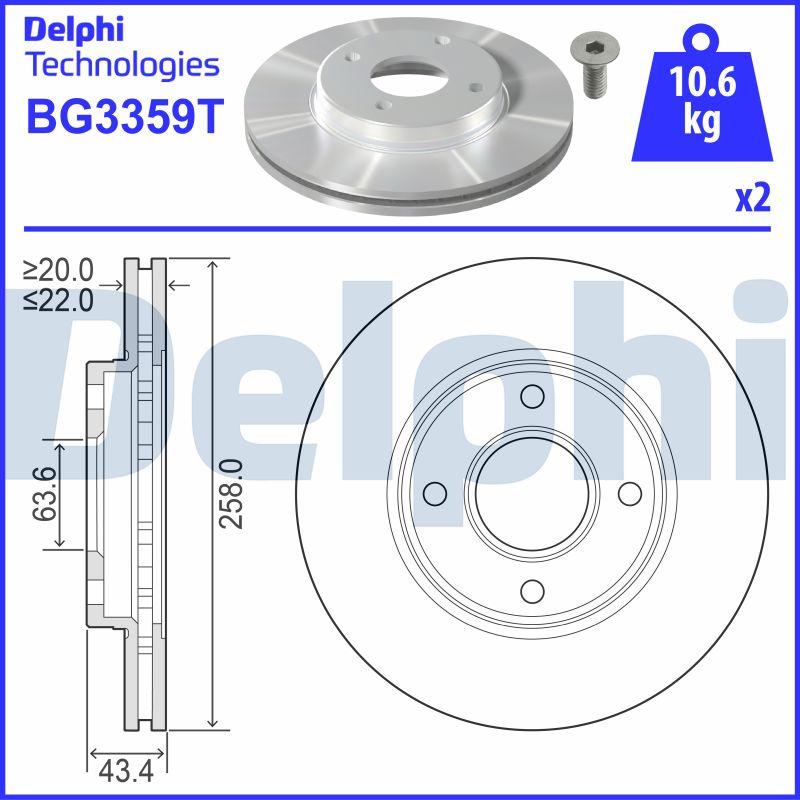 Delphi BG3359T - Гальмівний диск avtolavka.club