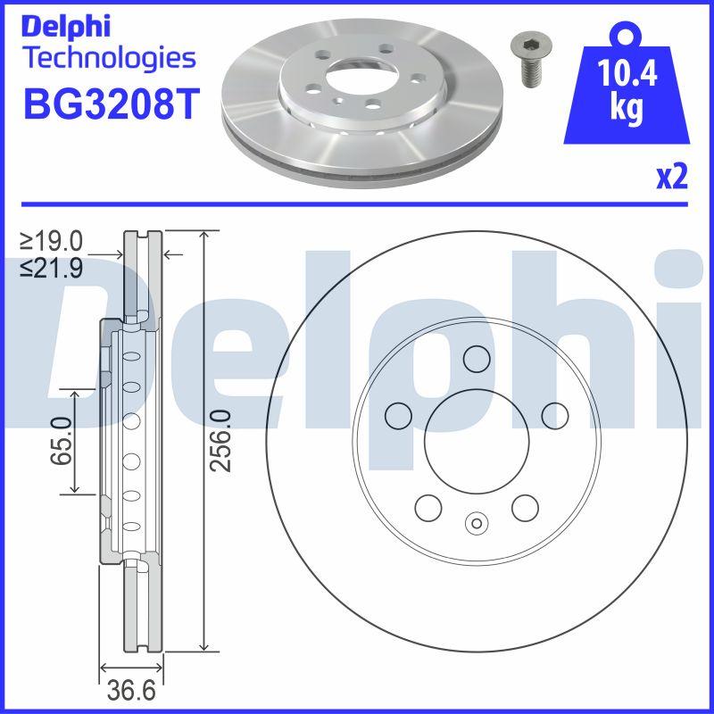 Delphi BG3208T - Гальмівний диск avtolavka.club