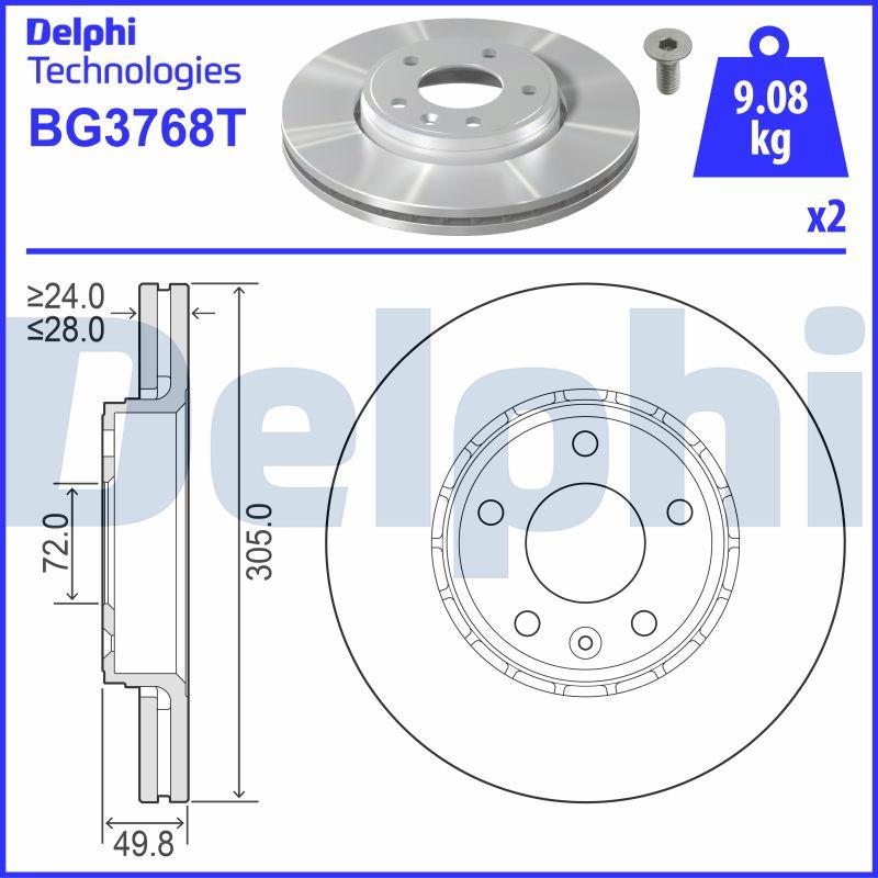 Delphi BG3768T - Гальмівний диск avtolavka.club