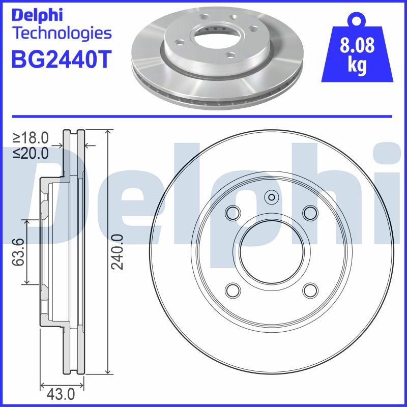 Delphi BG2440T - Гальмівний диск avtolavka.club