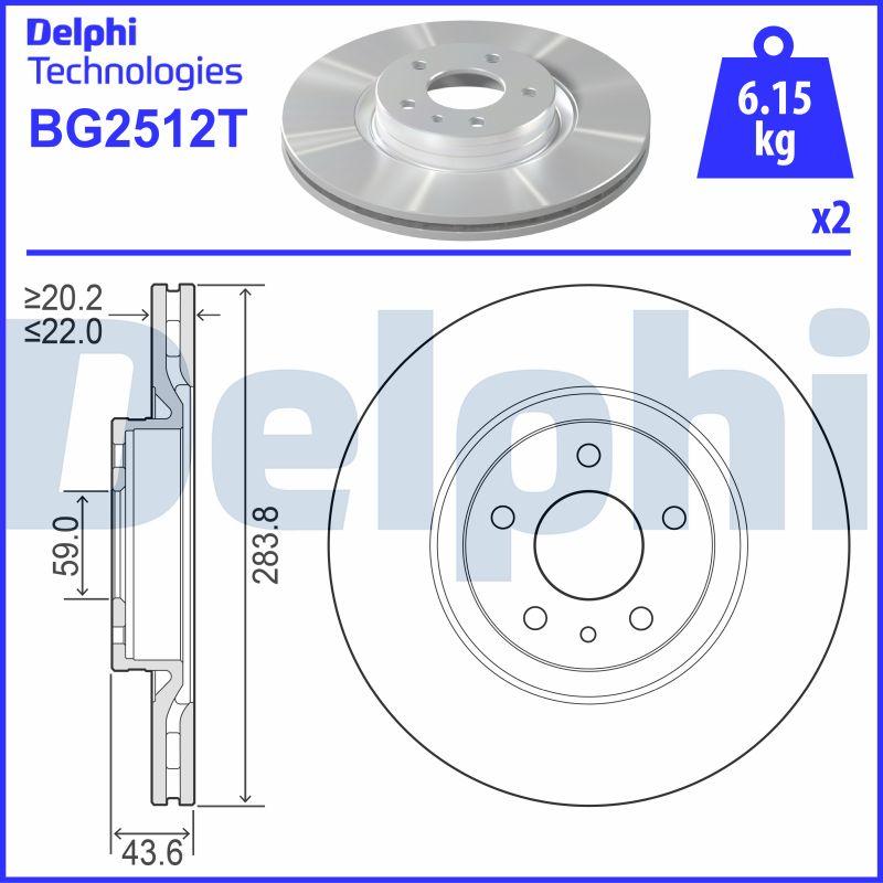 Delphi BG2512T - Гальмівний диск avtolavka.club