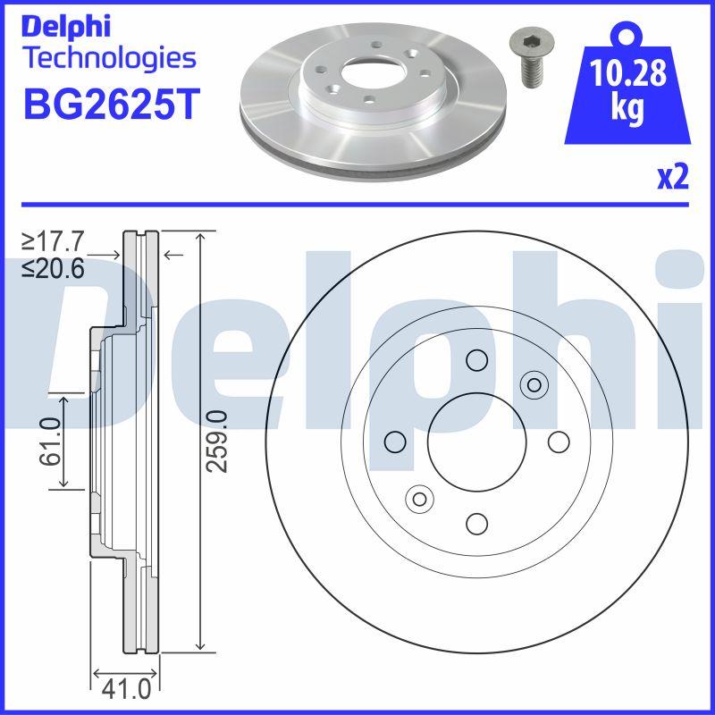 Delphi BG2625T - Гальмівний диск avtolavka.club