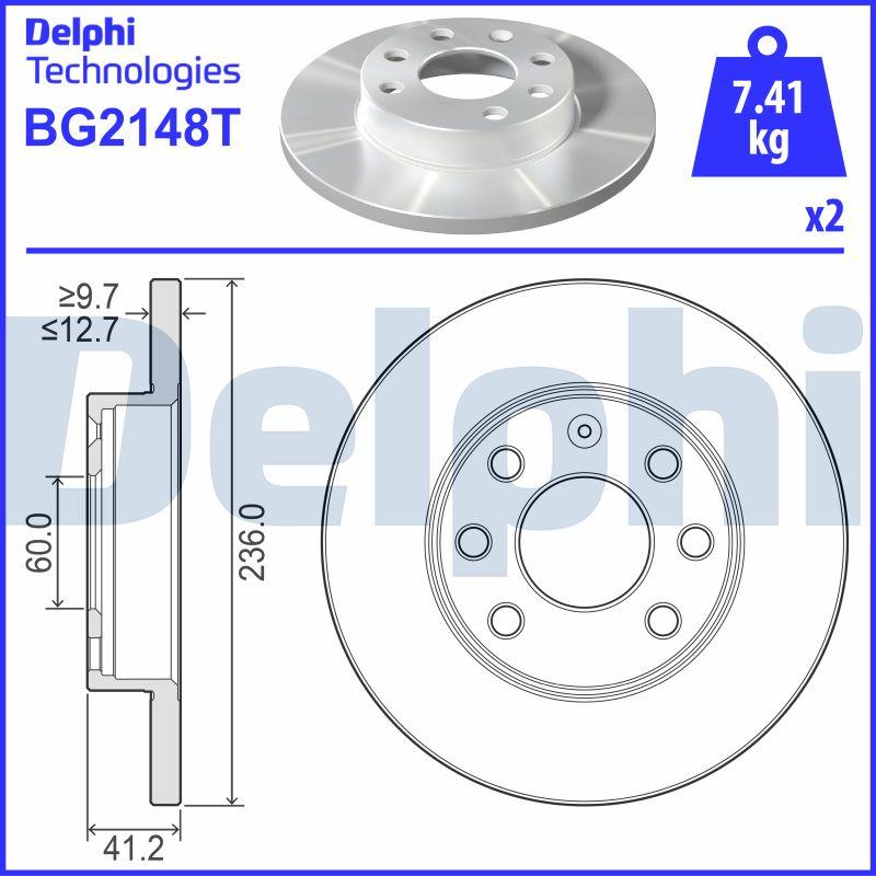 Delphi BG2148T - Гальмівний диск avtolavka.club