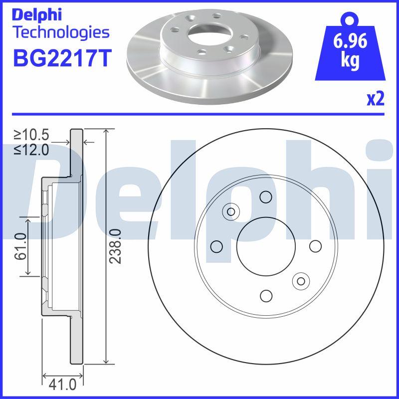 Delphi BG2217T - Гальмівний диск avtolavka.club