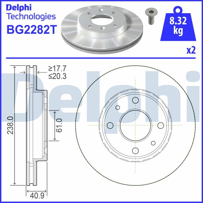 Delphi BG2282T - Гальмівний диск avtolavka.club