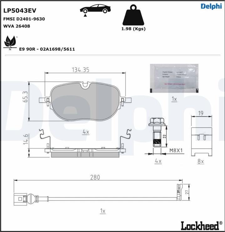 Delphi LP5043EV - Гальмівні колодки, дискові гальма avtolavka.club