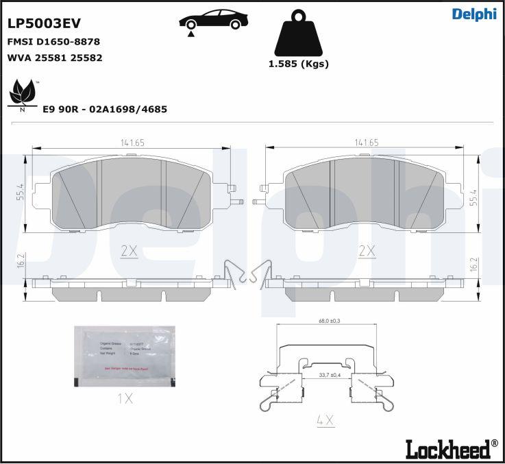 Delphi LP5003EV - Гальмівні колодки, дискові гальма avtolavka.club