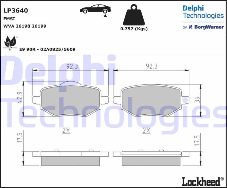 Delphi LP3640 - Гальмівні колодки, дискові гальма avtolavka.club