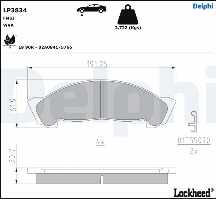 Delphi LP3834 - Гальмівні колодки, дискові гальма avtolavka.club