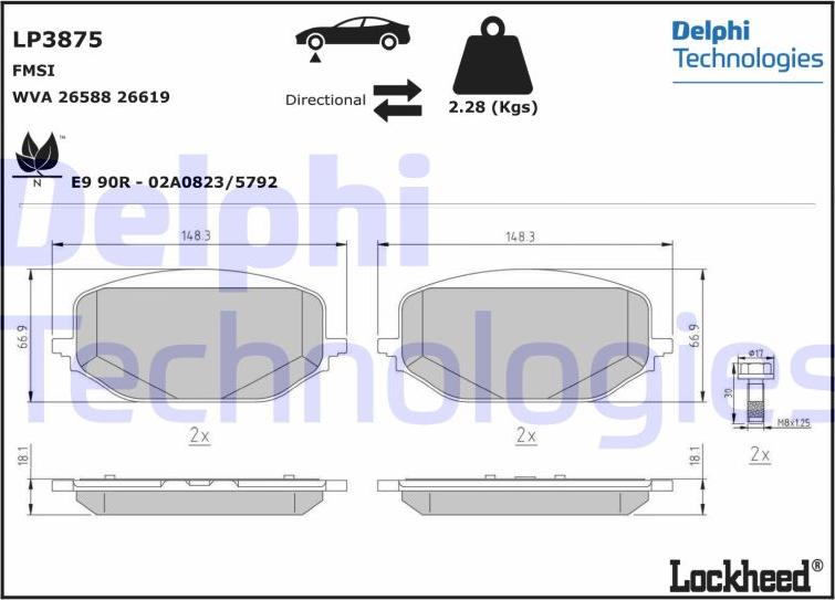 Delphi LP3875 - Гальмівні колодки, дискові гальма avtolavka.club