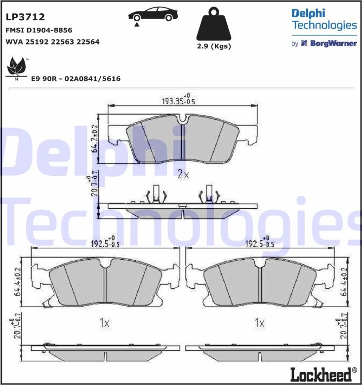 Delphi LP3712 - Гальмівні колодки, дискові гальма avtolavka.club