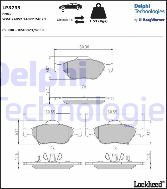 Delphi LP3739 - Гальмівні колодки, дискові гальма avtolavka.club