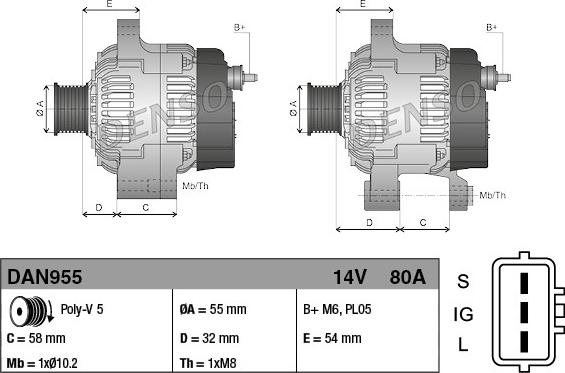 Denso DAN955 - Генератор avtolavka.club