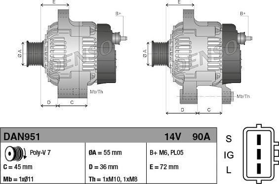 Denso DAN951 - Генератор avtolavka.club