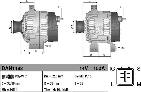 Denso DAN1483 - Генератор avtolavka.club