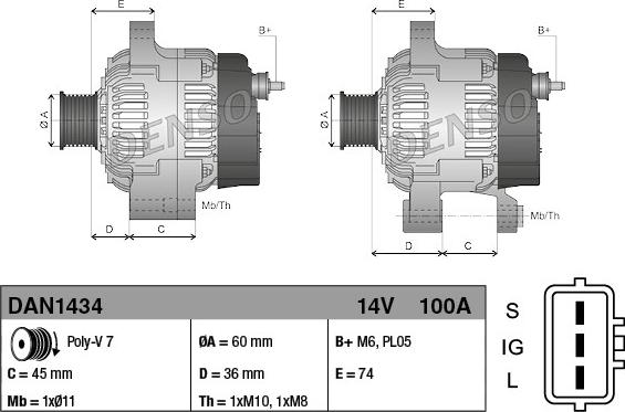 Denso DAN1434 - Генератор avtolavka.club