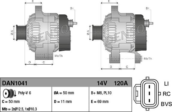 Denso DAN1041 - Генератор avtolavka.club