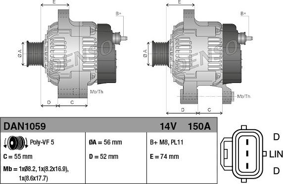 Denso DAN1059 - Генератор avtolavka.club