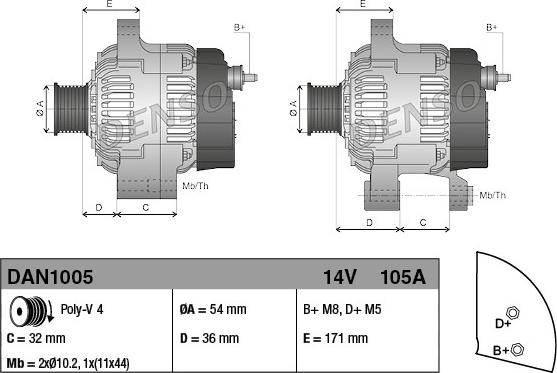 Denso DAN1005 - Генератор avtolavka.club