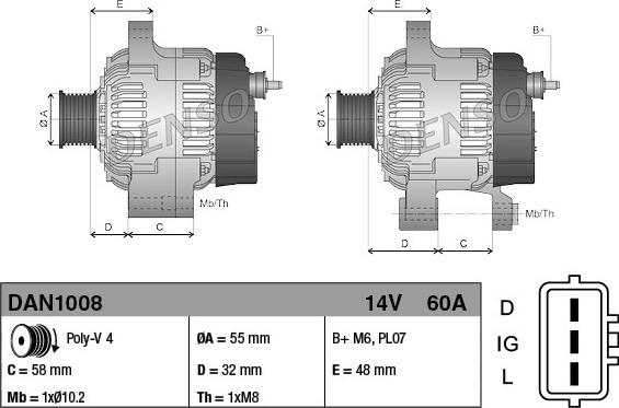 Denso DAN1008 - Генератор avtolavka.club