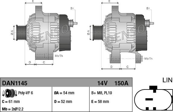 Denso DAN1145 - Генератор avtolavka.club