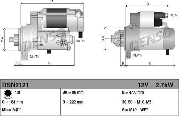 Denso DSN2121 - Стартер avtolavka.club