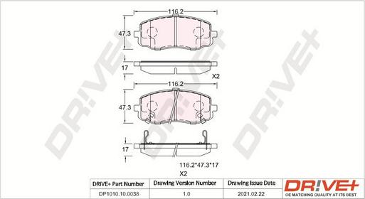 Dr!ve+ DP1010.10.0038 - Гальмівні колодки, дискові гальма avtolavka.club