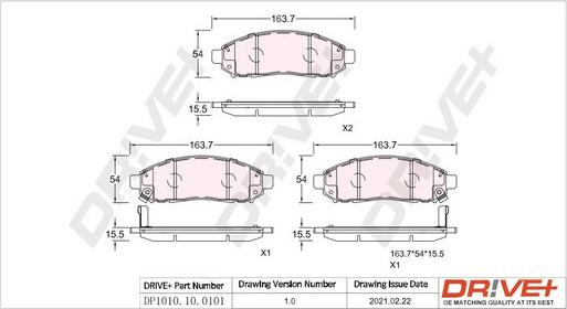 Dr!ve+ DP1010.10.0101 - Гальмівні колодки, дискові гальма avtolavka.club