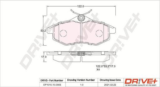 Dr!ve+ DP1010.10.0865 - Гальмівні колодки, дискові гальма avtolavka.club